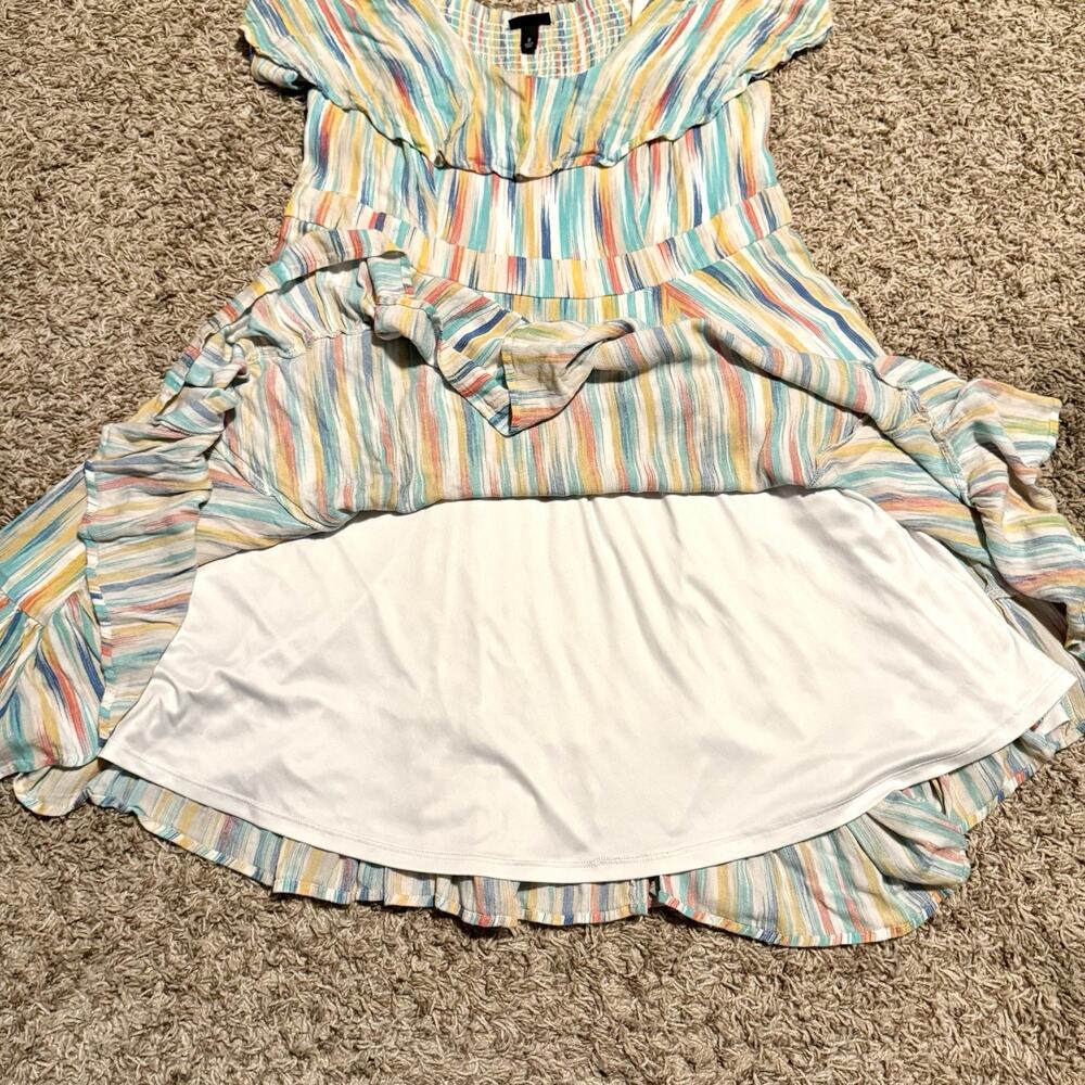 Torrid Womens White Stripe Gauze Cold Shoulder Mini Skater Dress Plus Size 2XL - Picture 5 of 13